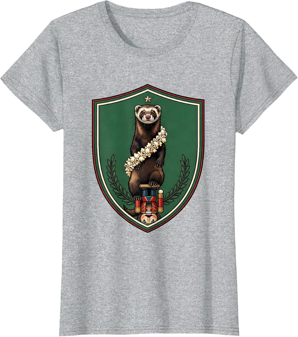 Ferret Crest Emblem Funny Ferret Lover Gift T-Shirt - Heather Grey