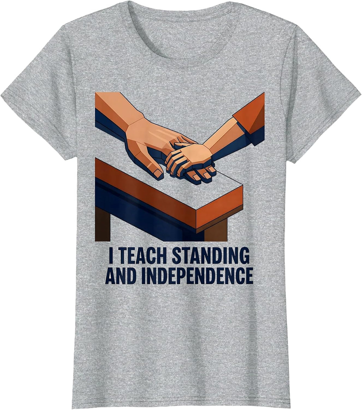 I Teach Standing And Independence Retro Occupational Therapy T-Shirt - Heather Grey