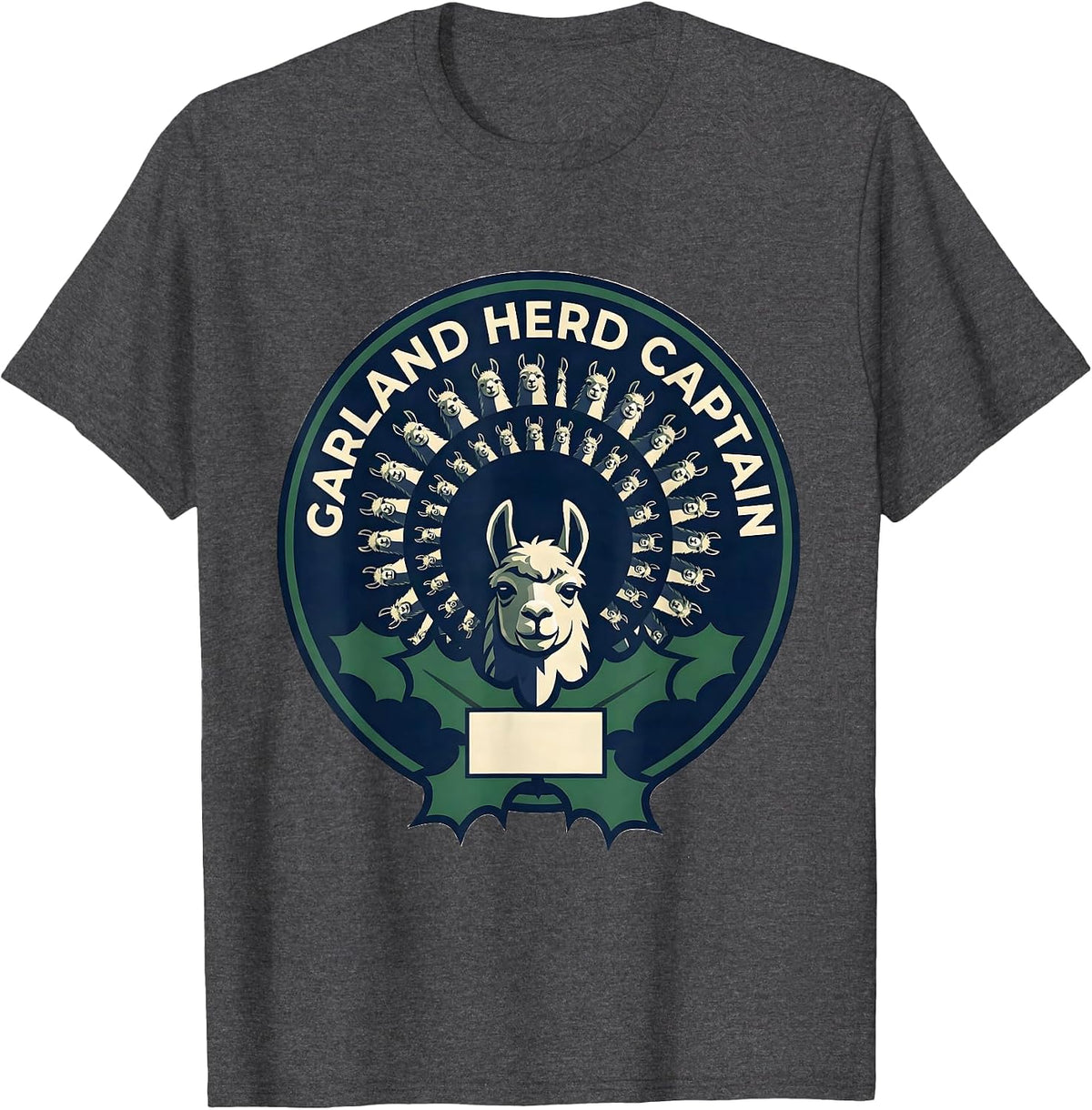 Garland Herd Captain Funny Llama Christmas Alpaca Lover Gift T-Shirt - Dark Heather Grey