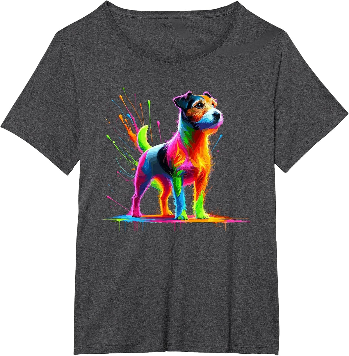 Splash Art Jack Russell Terrier T-Shirt - Dark Heather Grey