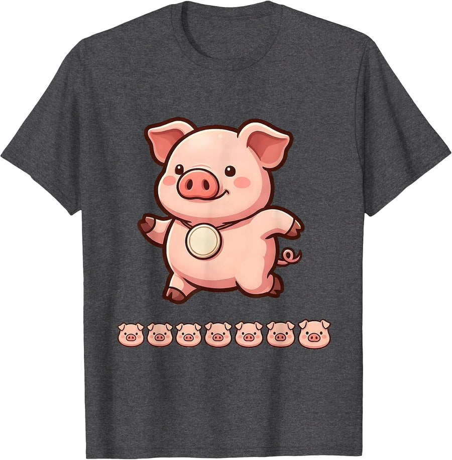 Men's Cute Piglet Kawaii Farm Animal Lover Halloween Costume T-Shirt - Dark Heather Grey