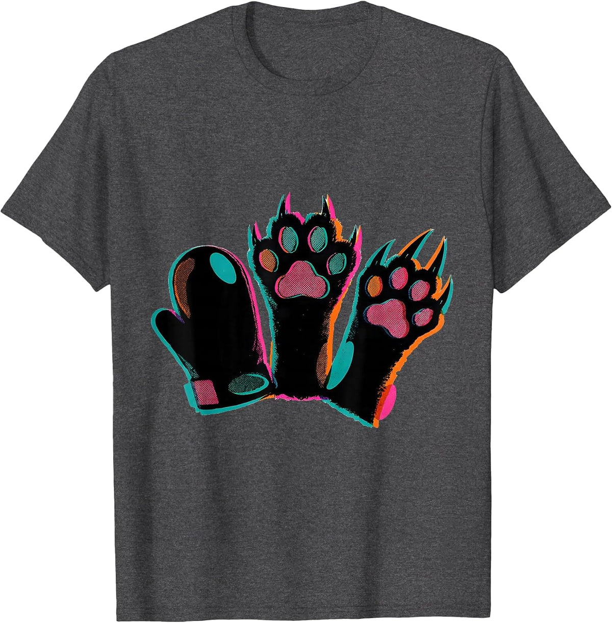 Rock Paper Scissors Cat Paw Humor Playful Cat Lover Novelty T-Shirt - Dark Heather Grey