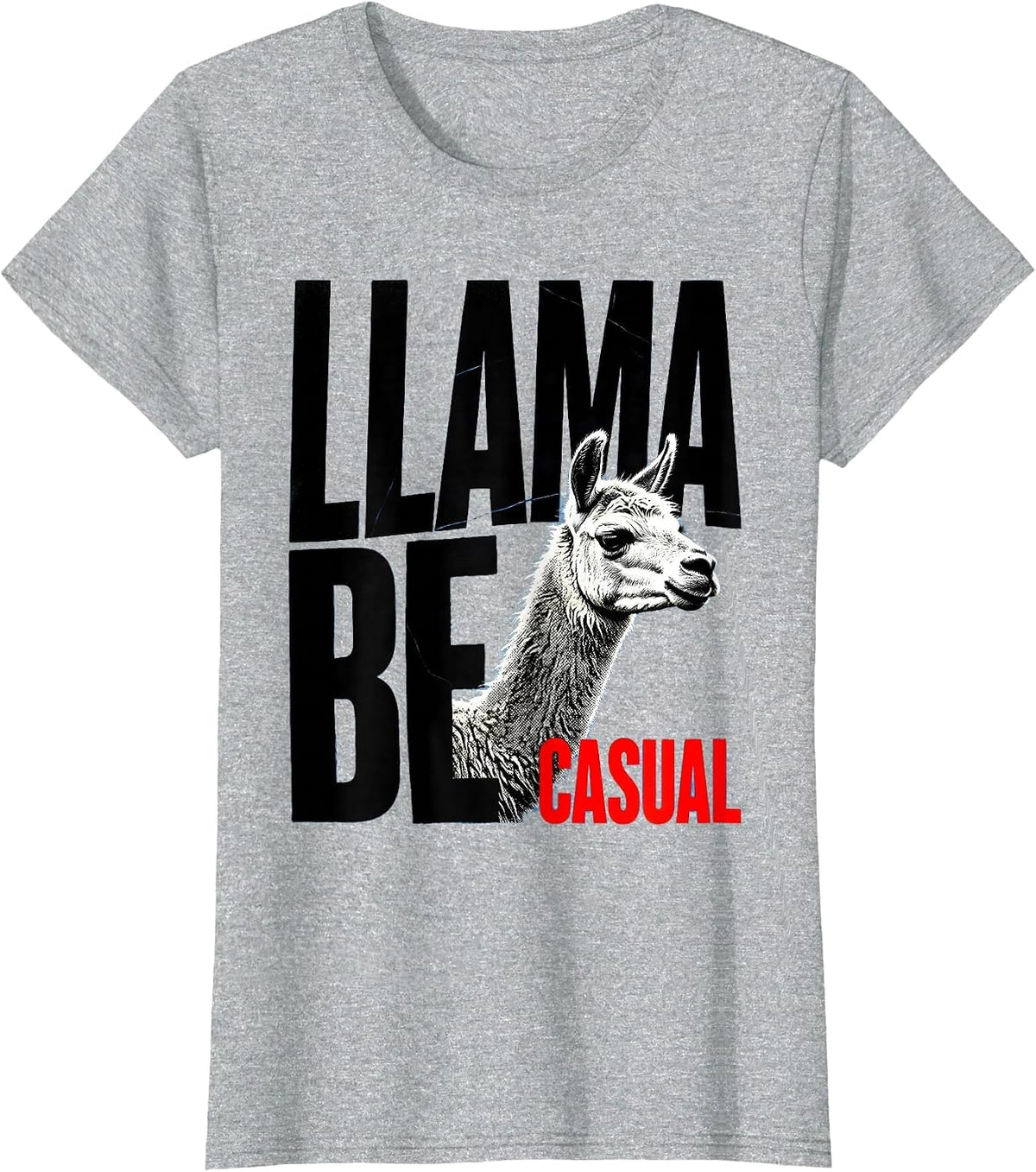 Women's Llama Be Casual Funny Llama Alpaca Squad Humor Casual Wear T-Shirt - Heather Grey