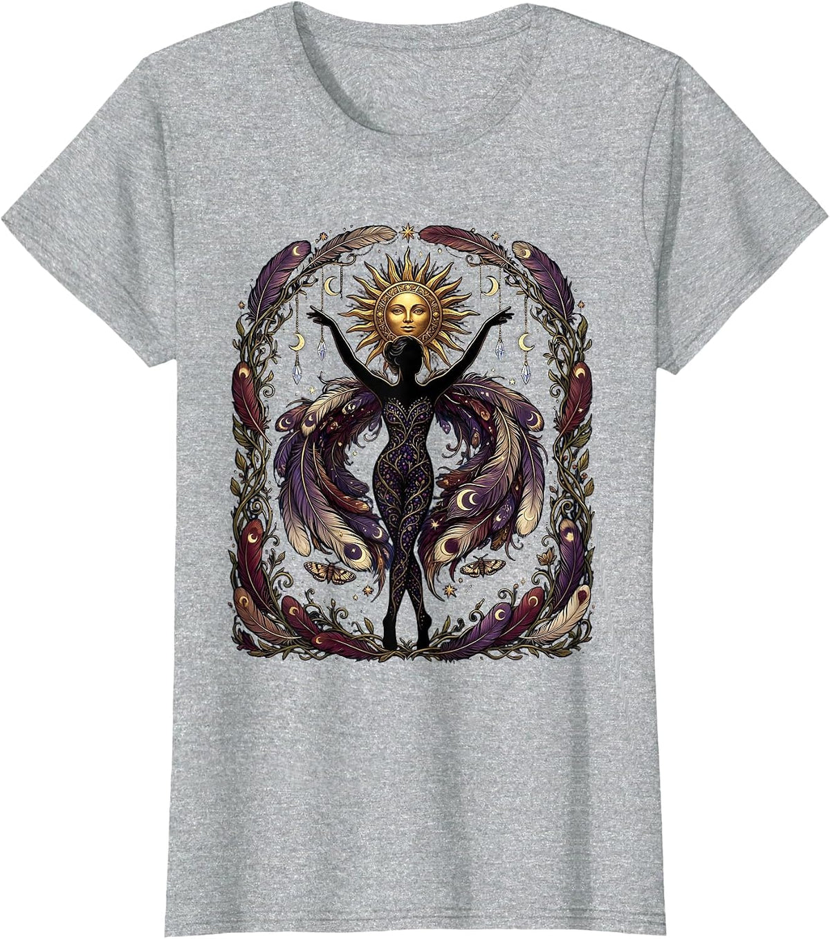 Women's Mardi Gras Dancing Feathered Boa Silhouette T-Shirt - Heather Grey