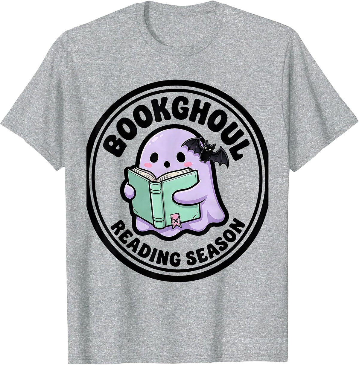 Men's Bookghoul Reading Season Pastel Goth Kawaii Teacher Autumn T-Shirt - Heather Grey