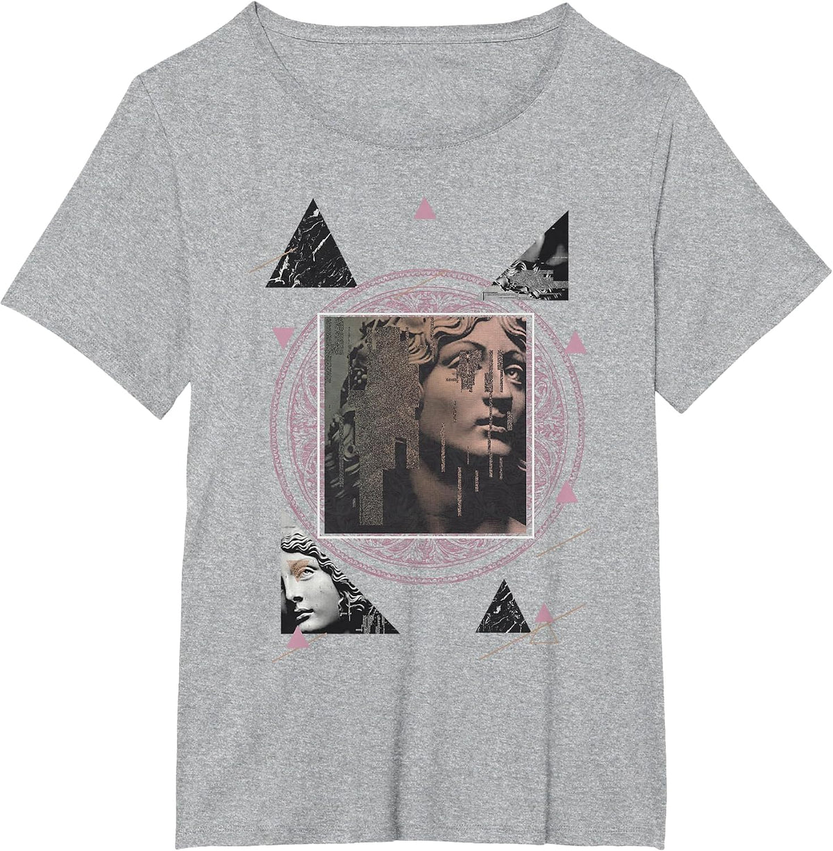 Vaporwave Aesthetic Retro Computing 80s 90s Greek Statue T-Shirt - Heather Grey