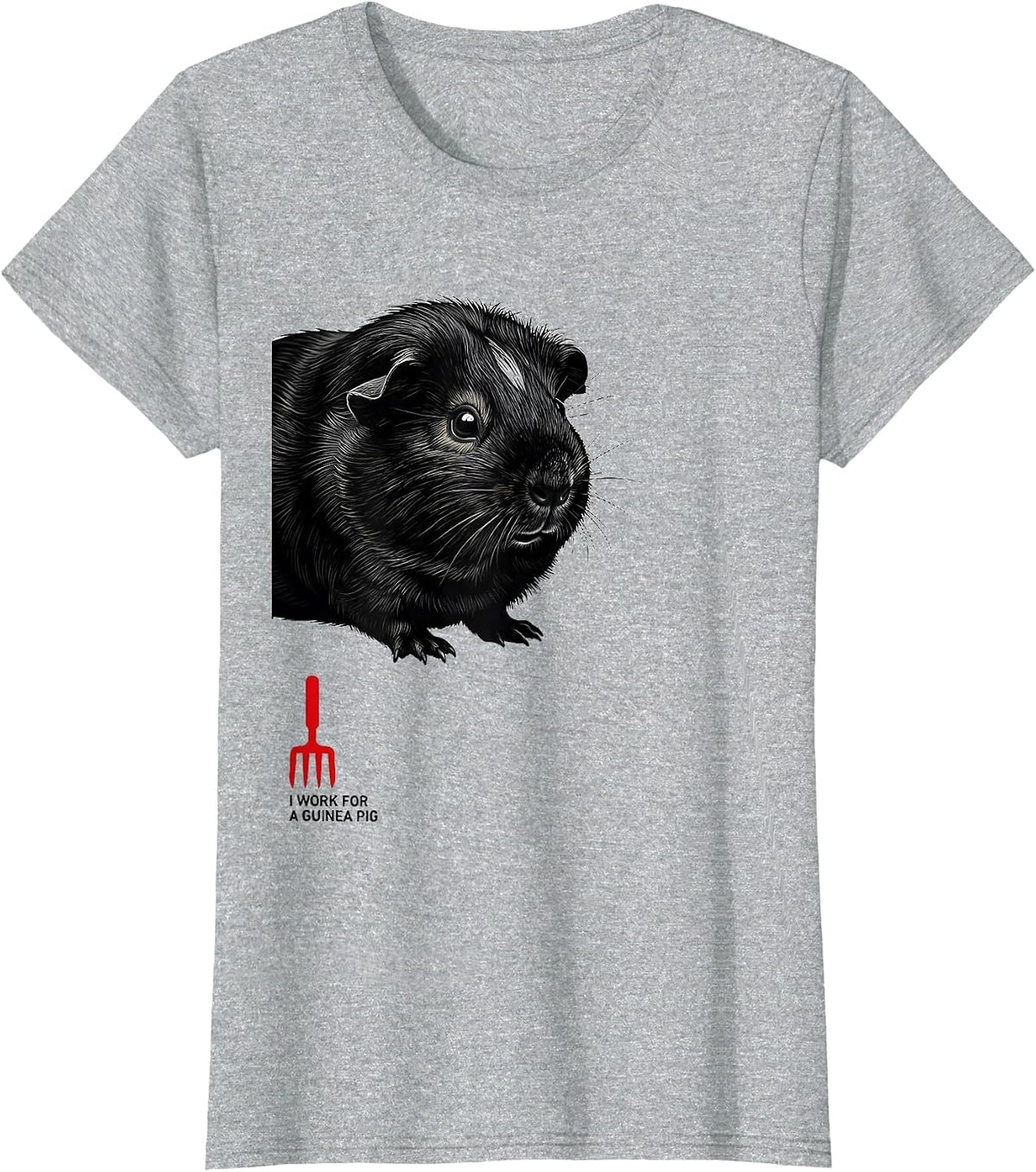 I Work For A Guinea Pig Funny Pet Lover Cavy Owner T-Shirt - Heather Grey