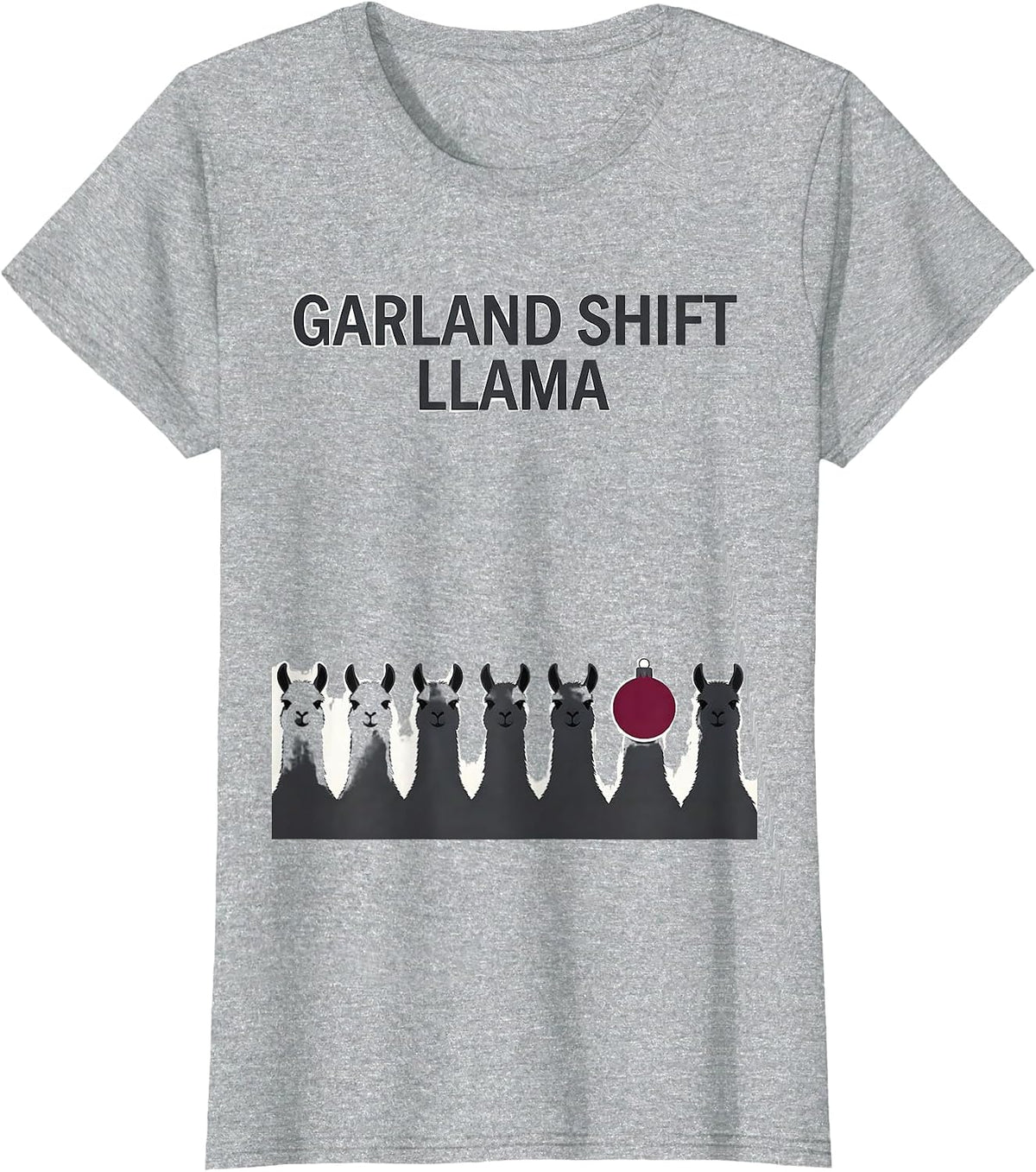 Garland Shift Llama Funny Llama Christmas Animal Lover Gift T-Shirt - Heather Grey