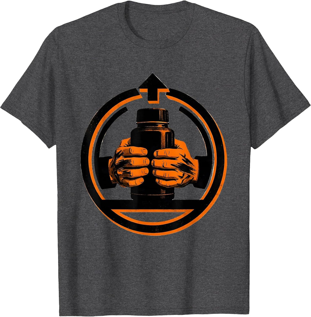 Oil-Stained Hands Coffee Thermos Blue Collar T-Shirt - Dark Heather Grey
