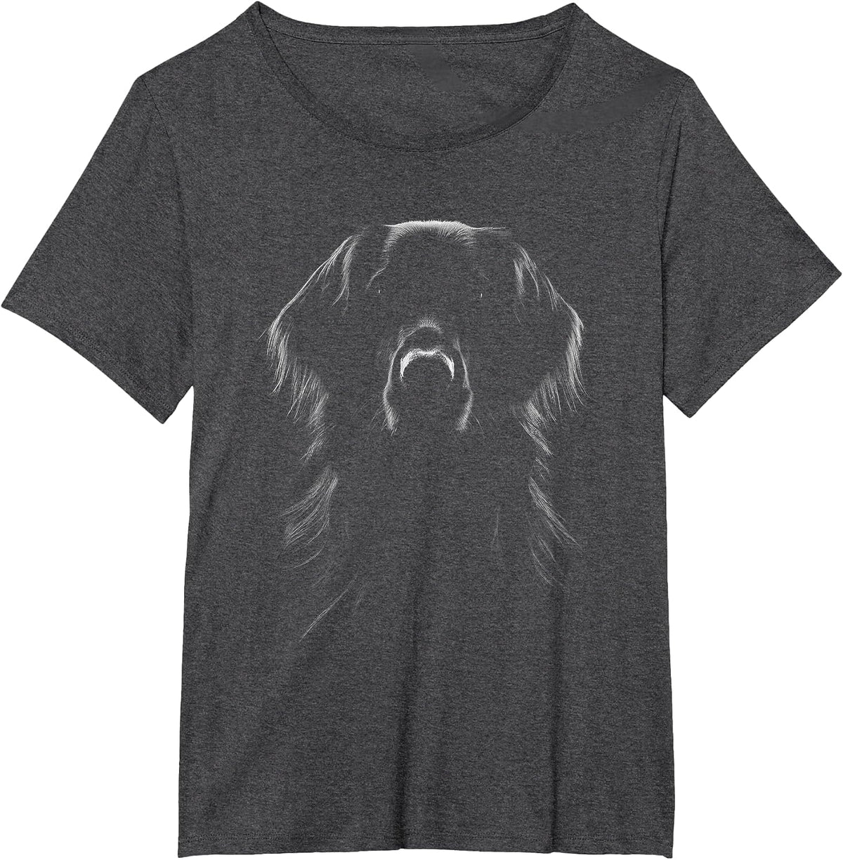 Flat-Coated Retriever Dog Face Art Design T-Shirt - Dark Heather Grey