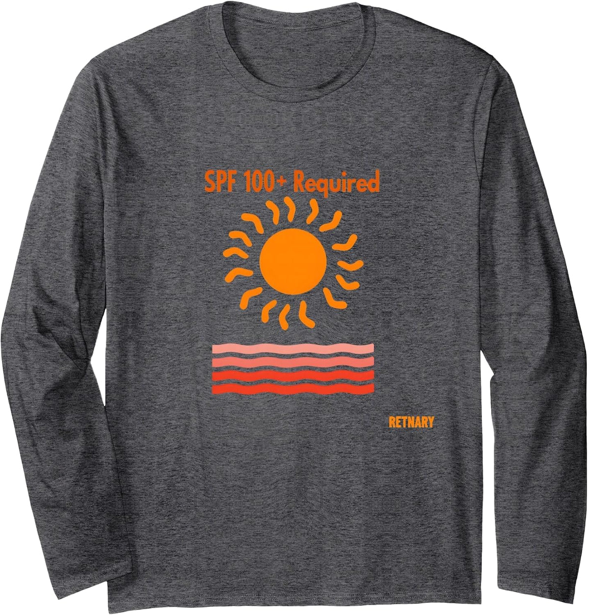 SPF 100+ Required Caucasian Sun Protection Humour Beach Long Sleeve T-Shirt - Adult Unisex Dark Heather Grey