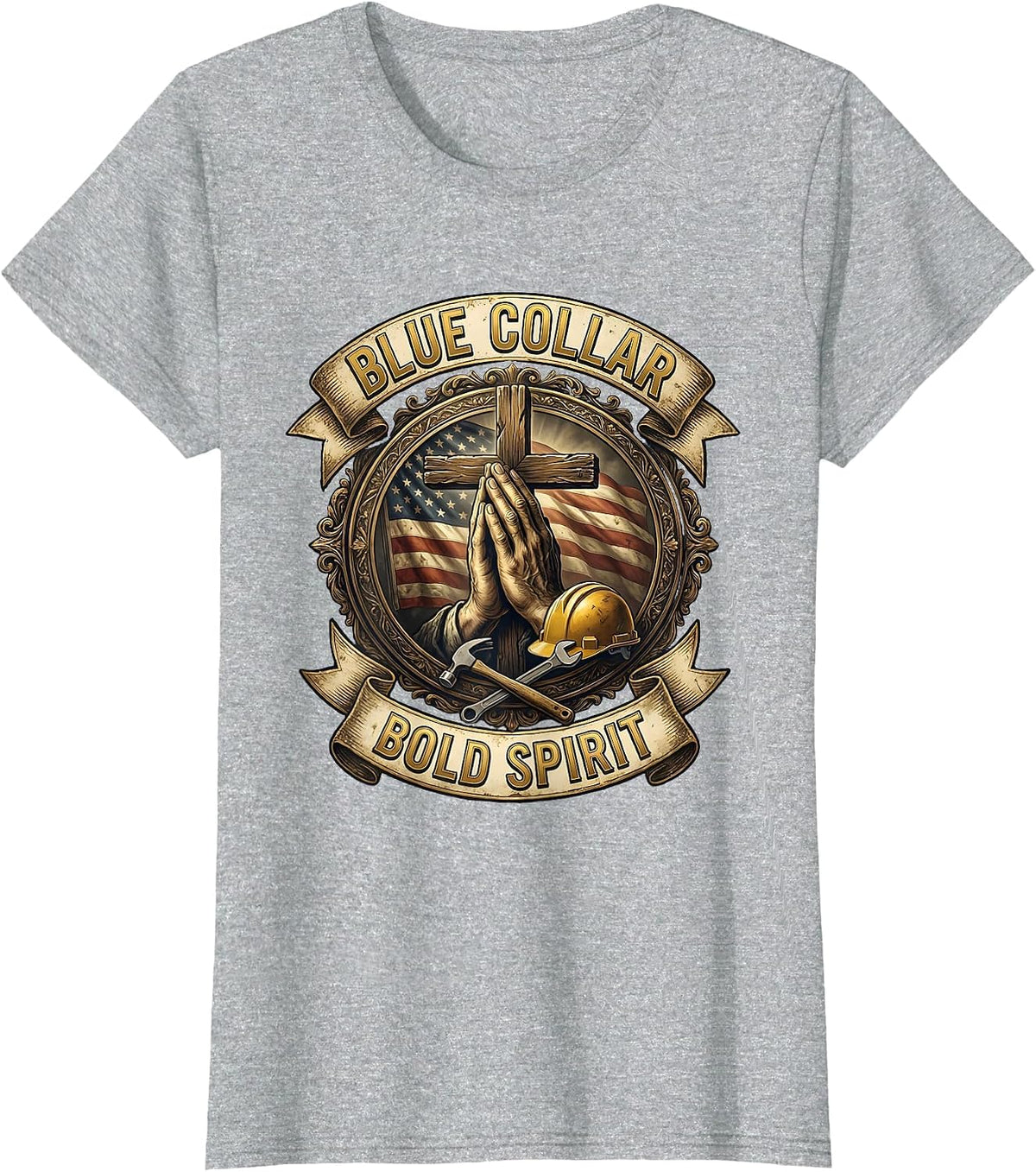 Blue Collar Bold Spirit Labor Day Graphic T-Shirt - Heather Grey