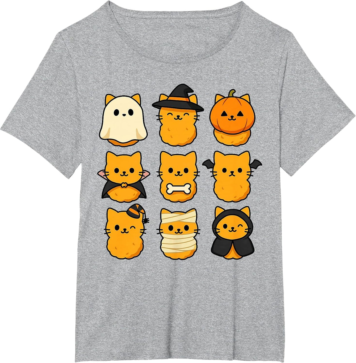 Halloween Kitten Nuggets Food Pun Cat Lover T-Shirt - Heather Grey