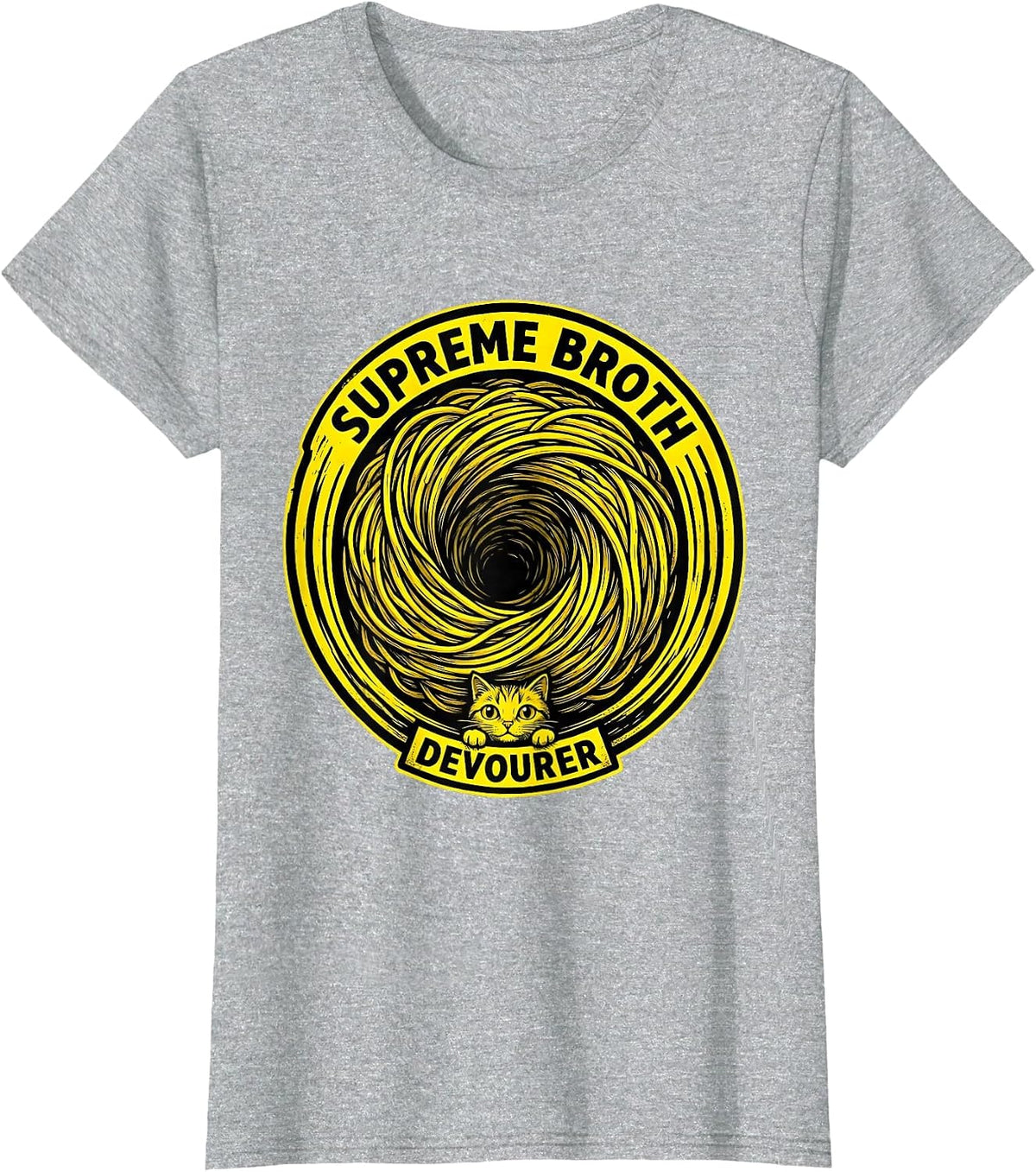 Women's Supreme Broth Devourer Funny Cat Ramen Anime Kawaii Gift T-Shirt - Heather Grey