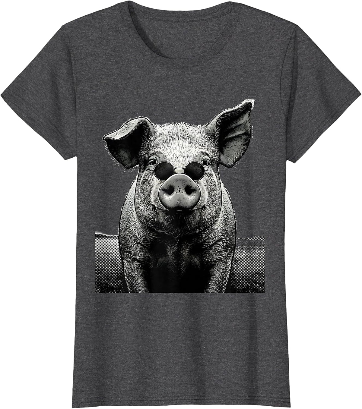 Women's Oversized Pig Head Funny Farm Animal Lover Gift T-Shirt - Dark Heather Grey