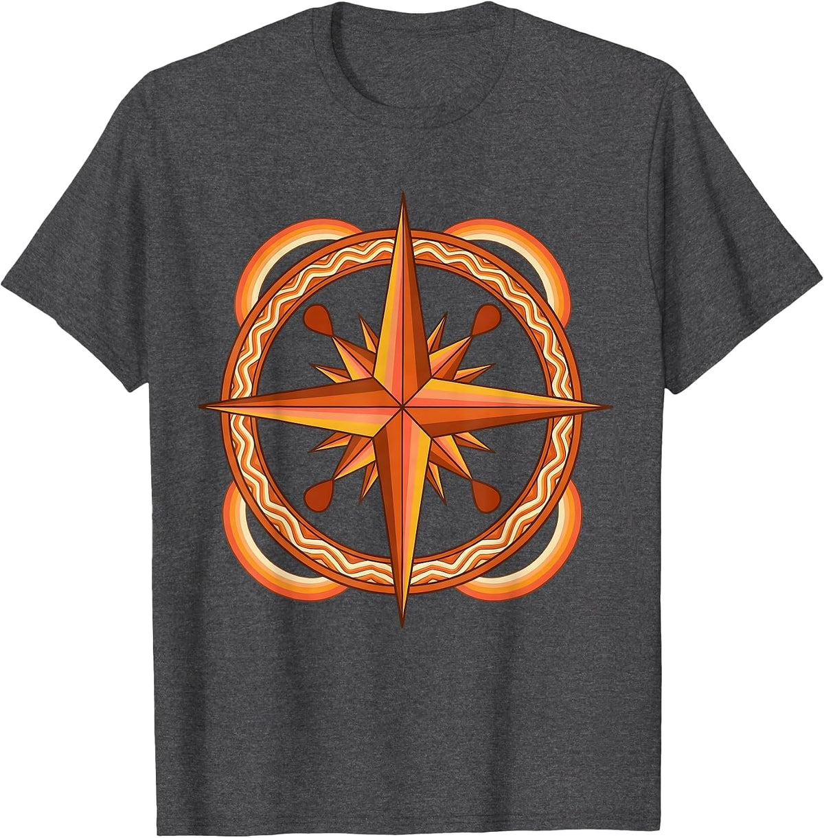 Gulf of Mexico Vintage Nautical Compass Rose T-Shirt - Dark Heather Grey