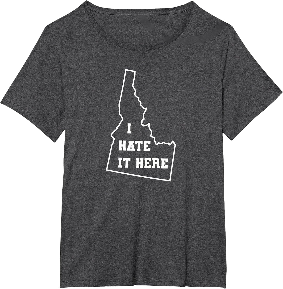 Funny I Hate It Here Idaho ID State Joke T-Shirt - Dark Heather Grey
