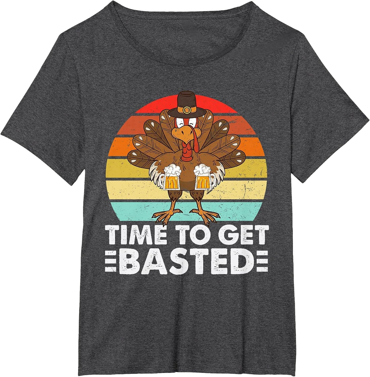 Time to Get Basted Thanksgiving Men Time to Get Basted T-Shirt - Dark Heather Grey
