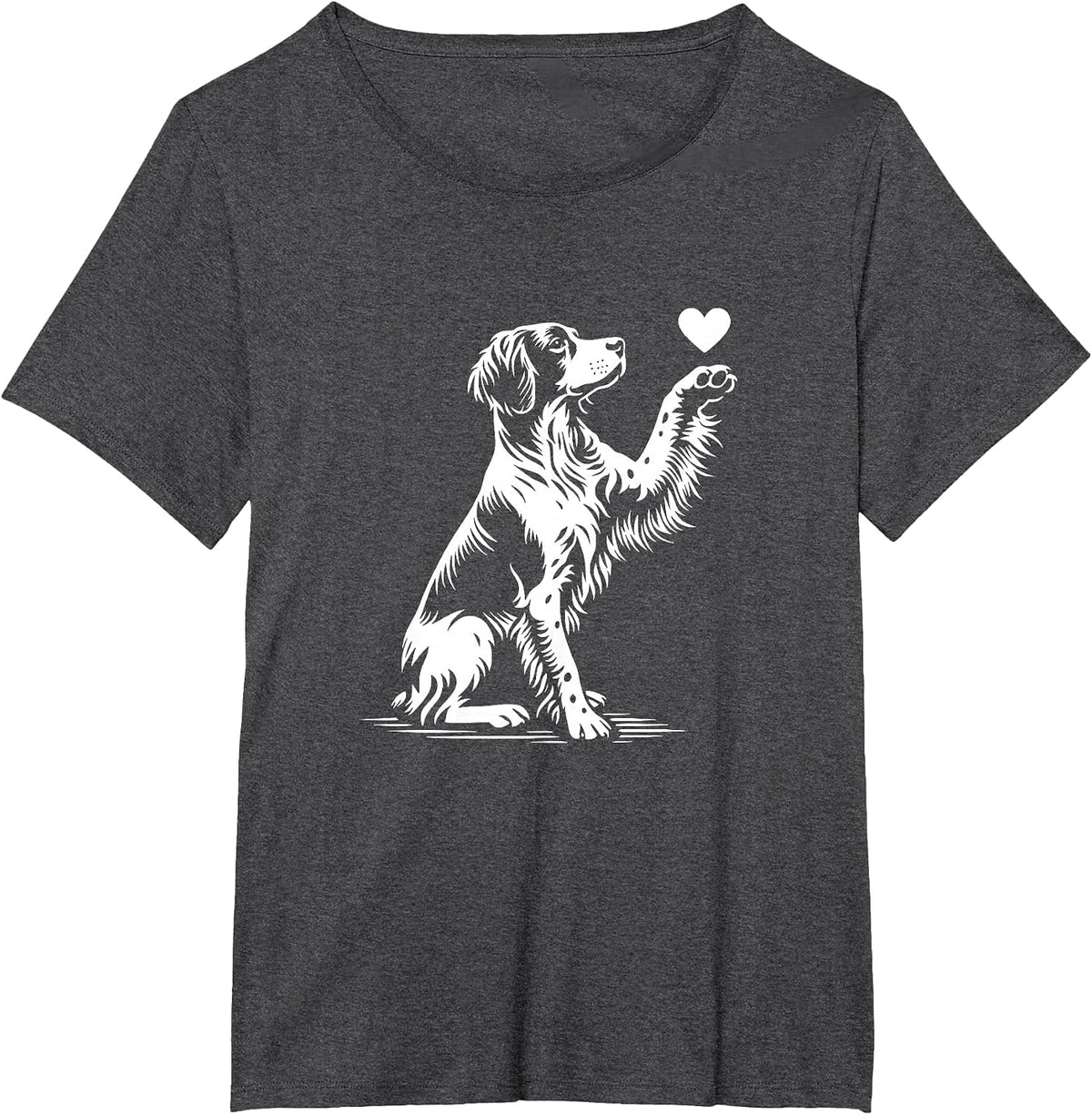Brittany Spaniel Sitting Dog Heart Love Graphic Design T-Shirt - Dark Heather Grey