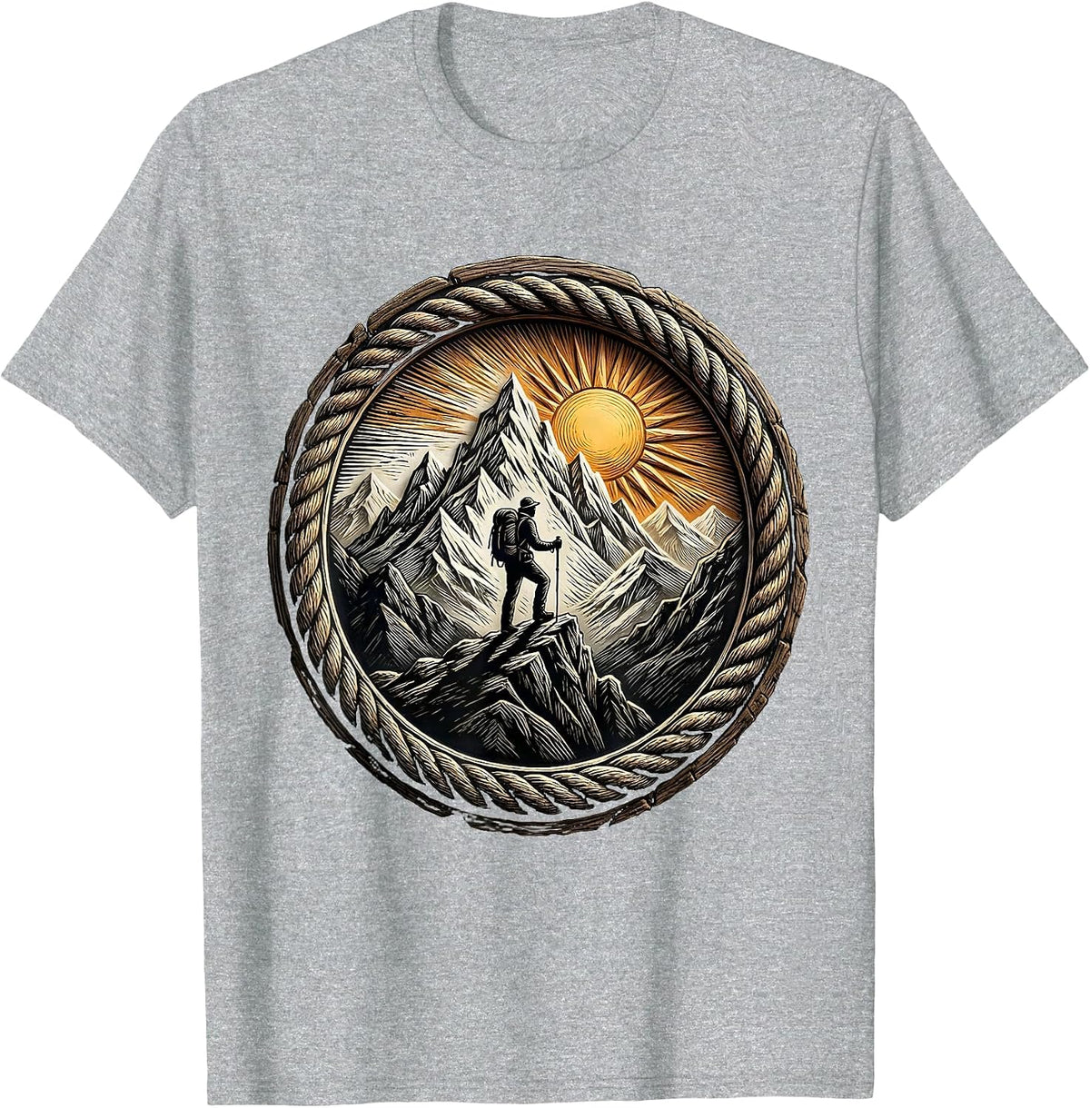 Men's Lone Hiker Mountain Ridge Silhouette Adventure T-Shirt - Heather Grey