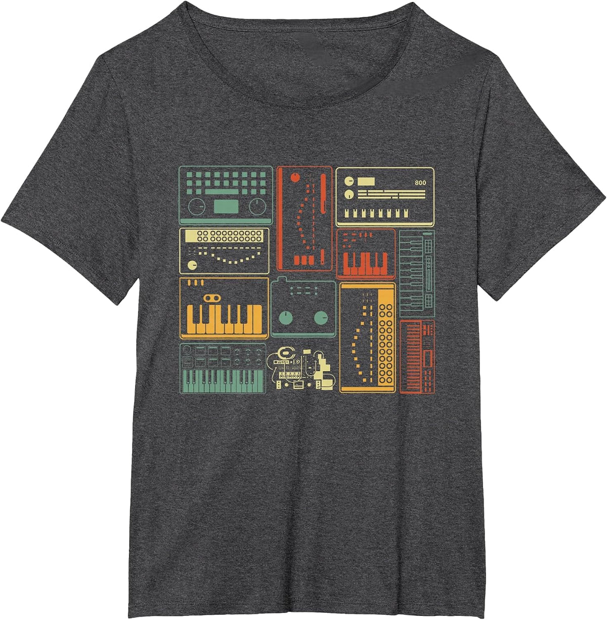 Analog Modular Synthesizer Music Producer Keyboard T-Shirt - Dark Heather Grey