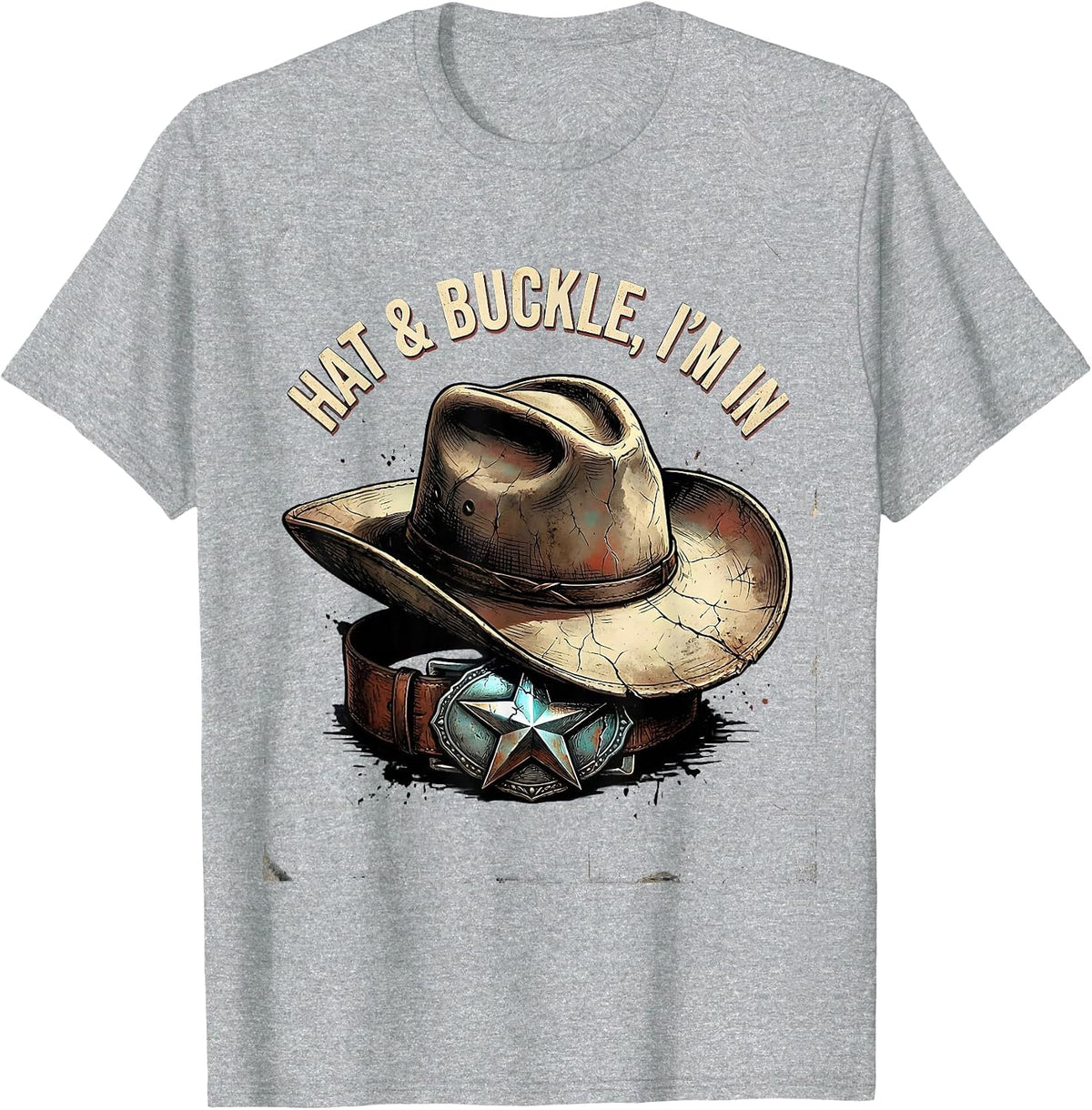 Men's Hat & Buckle I'm In Distressed Western Cowgirl Rodeo T-Shirt - Heather Grey
