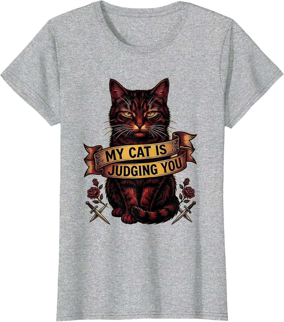 My Cat Is Judging You Funny Cat Lover Design T-Shirt - Heather Grey