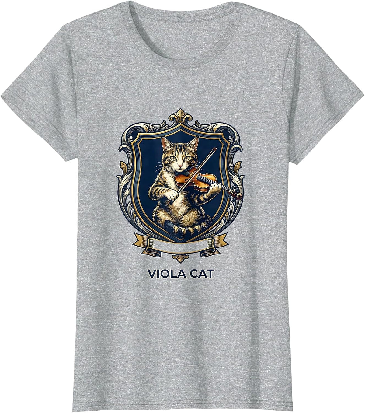 Viola Cat Whimsical Humor Musical Cat Owner Music Teacher T-Shirt - Heather Grey