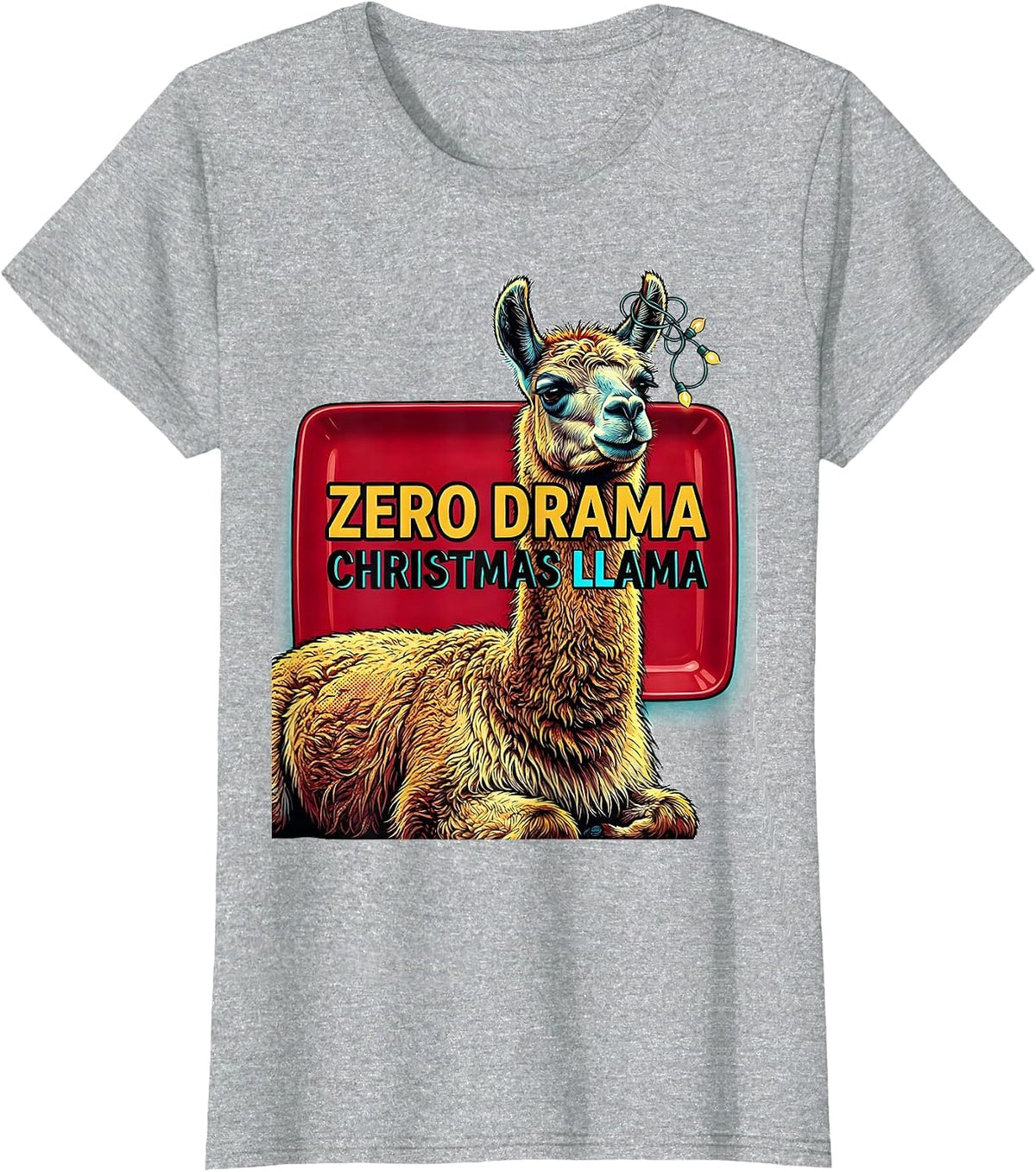 Zero Drama Christmas Llama Funny Alpaca Lover Gift T-Shirt - Heather Grey