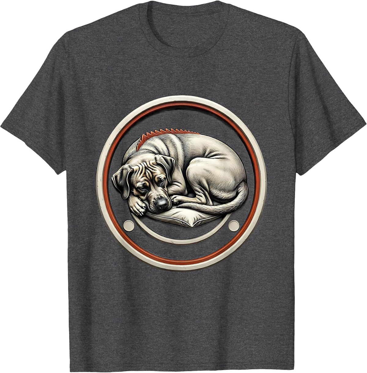 Men's Rhodesian Ridgeback Sleeping Dog Breed Loungewear Gift T-Shirt - Dark Heather Grey