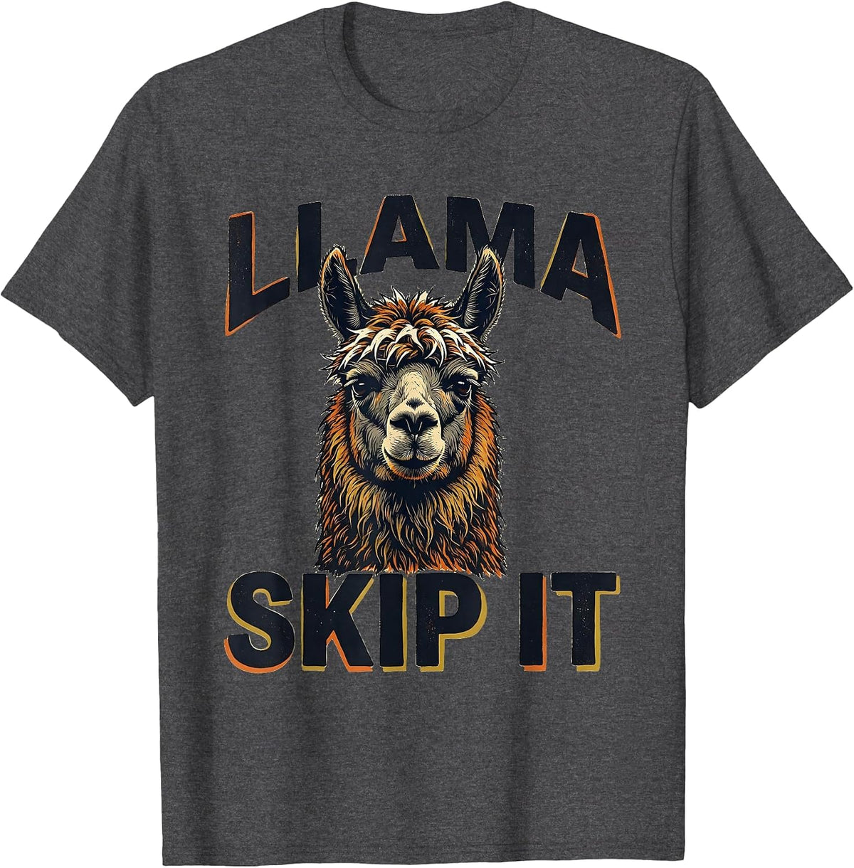 Men's Llama Skip It Funny Llama Lover Animal Humor T-Shirt - Dark Heather Grey