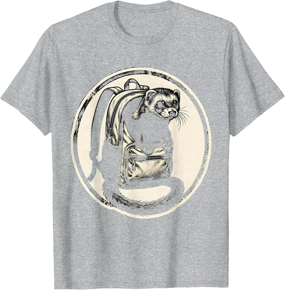 Men's Sealed Ferret Backpack Badge Funny Ferret Lover Christmas T-Shirt - Heather Grey