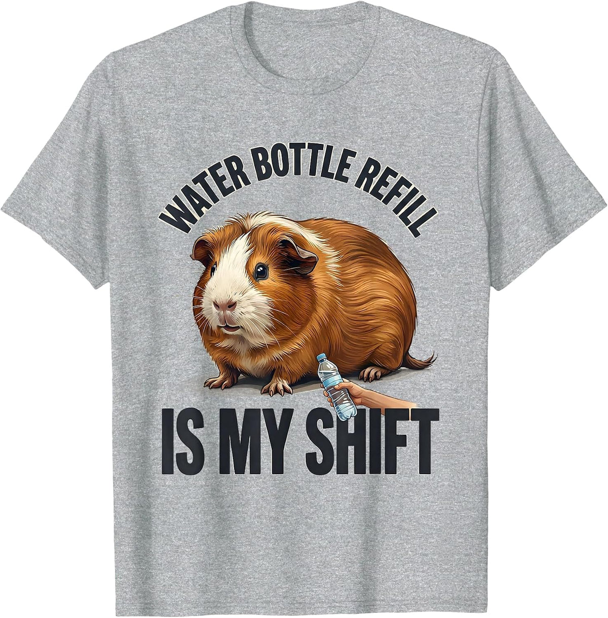 Men's Water Bottle Refill Is My Shift Funny Guinea Pig Pet Lover T-Shirt - Heather Grey