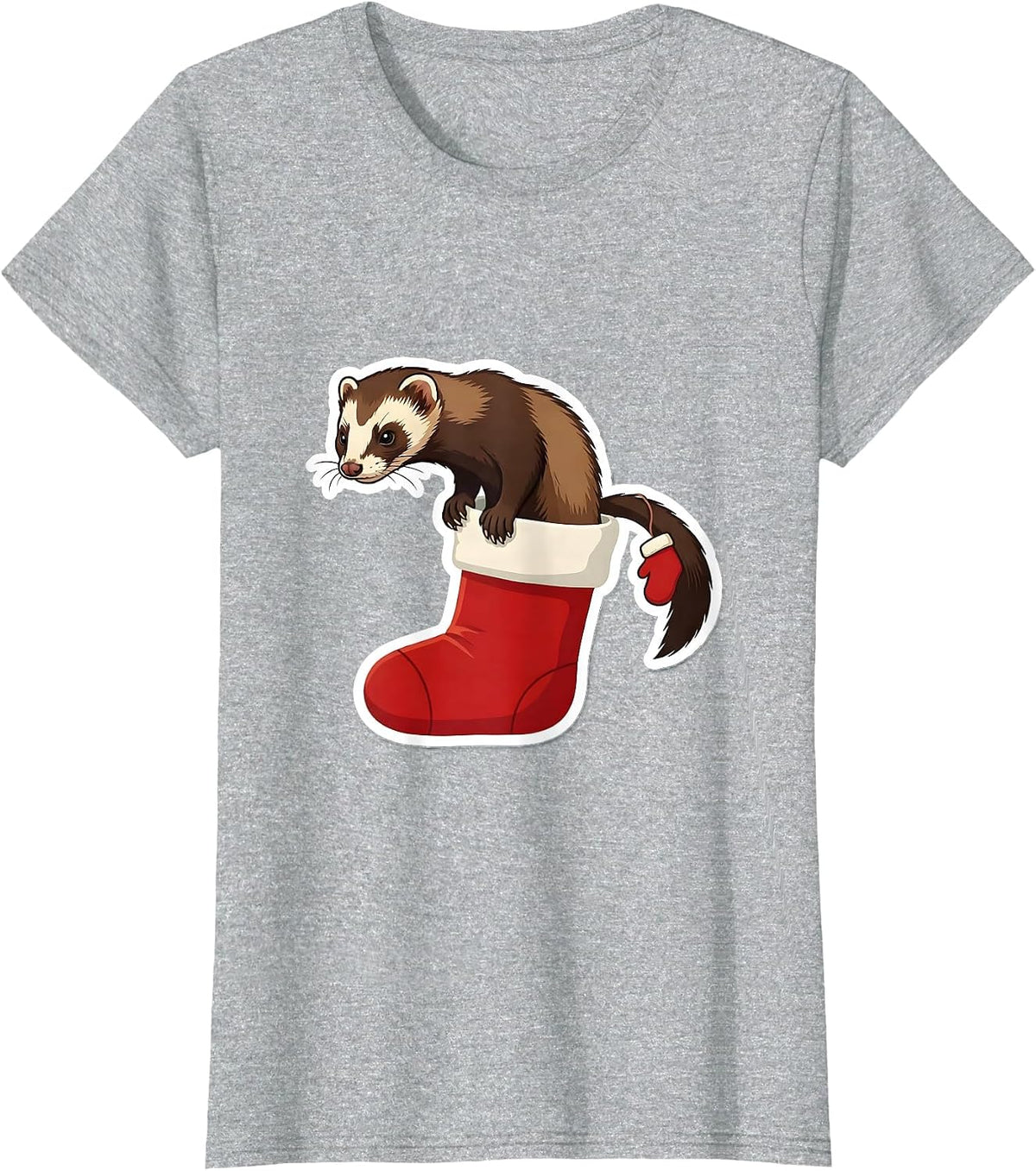 Masked Ferret Holiday Stocking Funny Ferret Lover Gift T-Shirt - Heather Grey