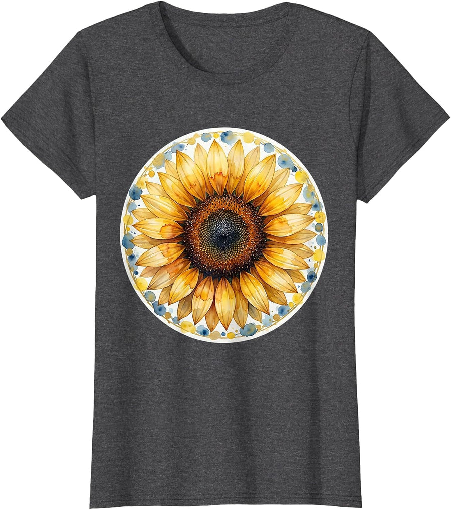 Women's Down Syndrome Awareness Sunflower 47 Petals T-Shirt - Dark Heather Grey