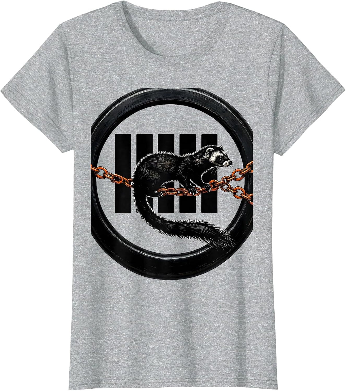 Ferret Badge Breakout Funny Ferret Lover Gift T-Shirt - Heather Grey