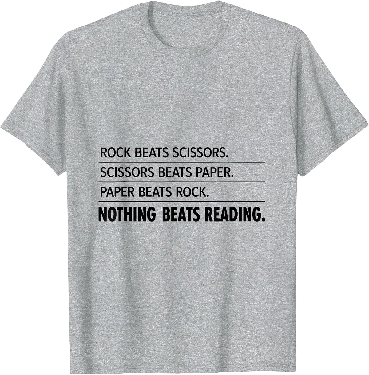 Men's Nothing Beats Reading Rock Paper Scissors Back to School T-Shirt - Heather Grey