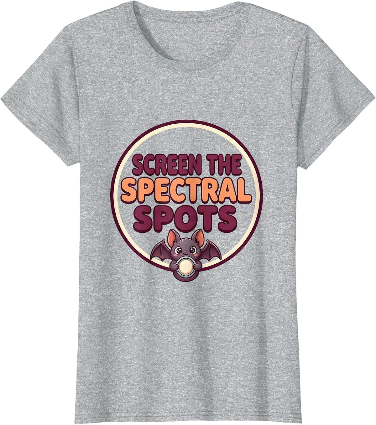 Women's Screen The Spectral Spots Cute Kawaii Halloween Dermatology T-Shirt - Heather Grey