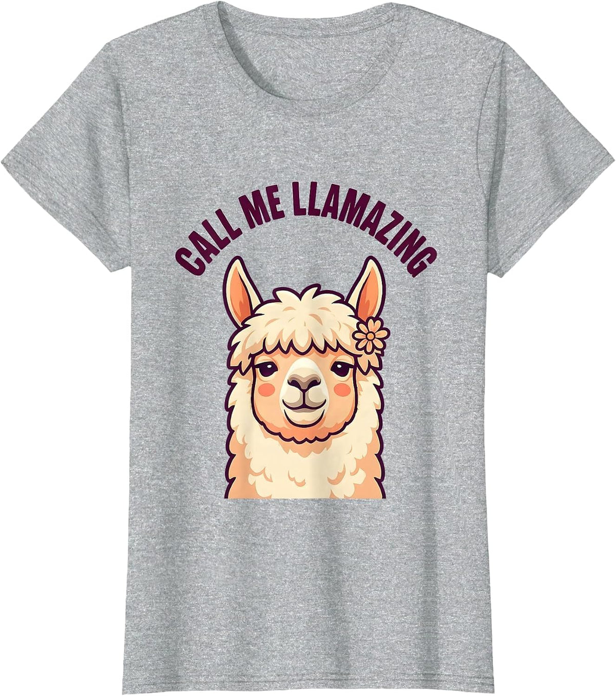 Call Me Llamazing Cute Kawaii Alpaca Pun Novelty Humor T-Shirt - Heather Grey