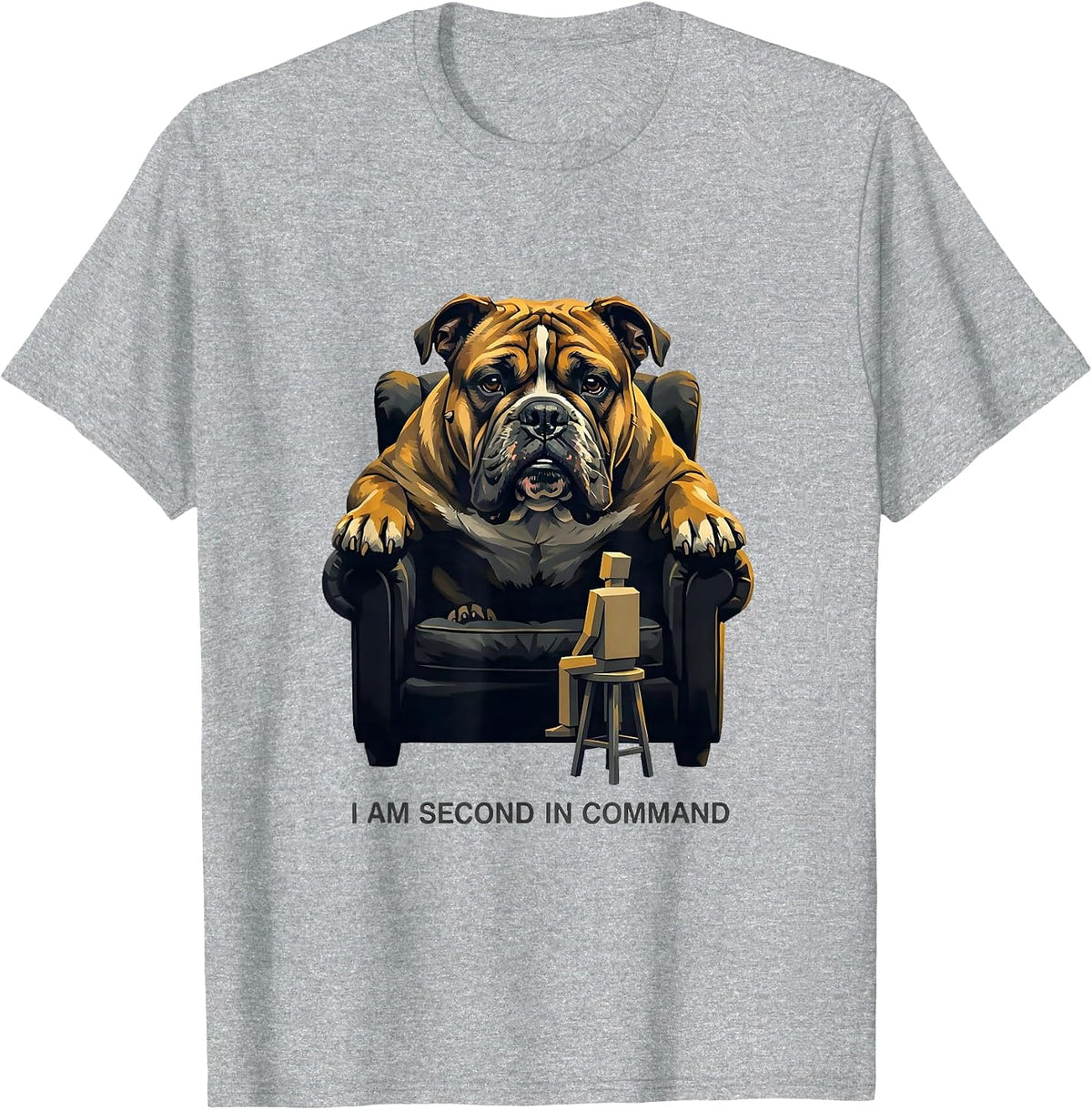 Men's I Am Second In Command Funny Pitbull Dog Mom Humor T-Shirt - Heather Grey