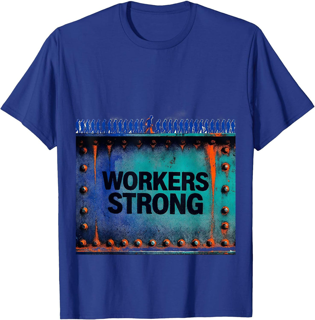 Men's Workers Strong Risograph Union Worker Solidarity Pride Labor T-Shirt - Royal Blue