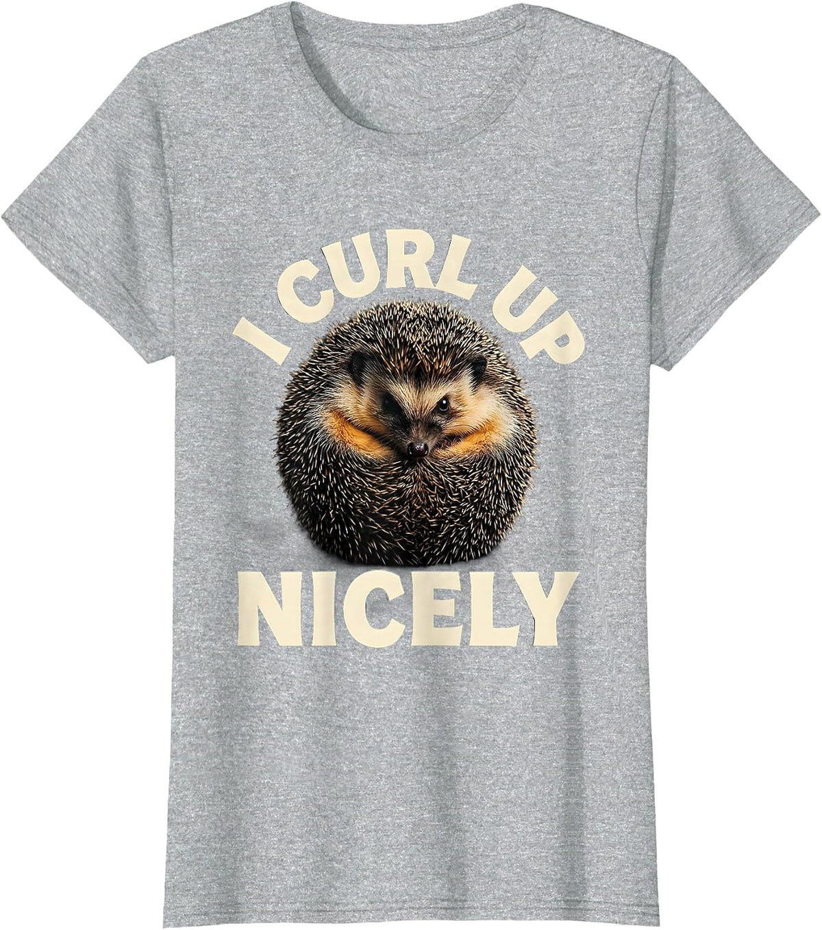 I Curl Up Nicely Cute Hedgehog Animal Humor Gift for Kids T-Shirt - Heather Grey