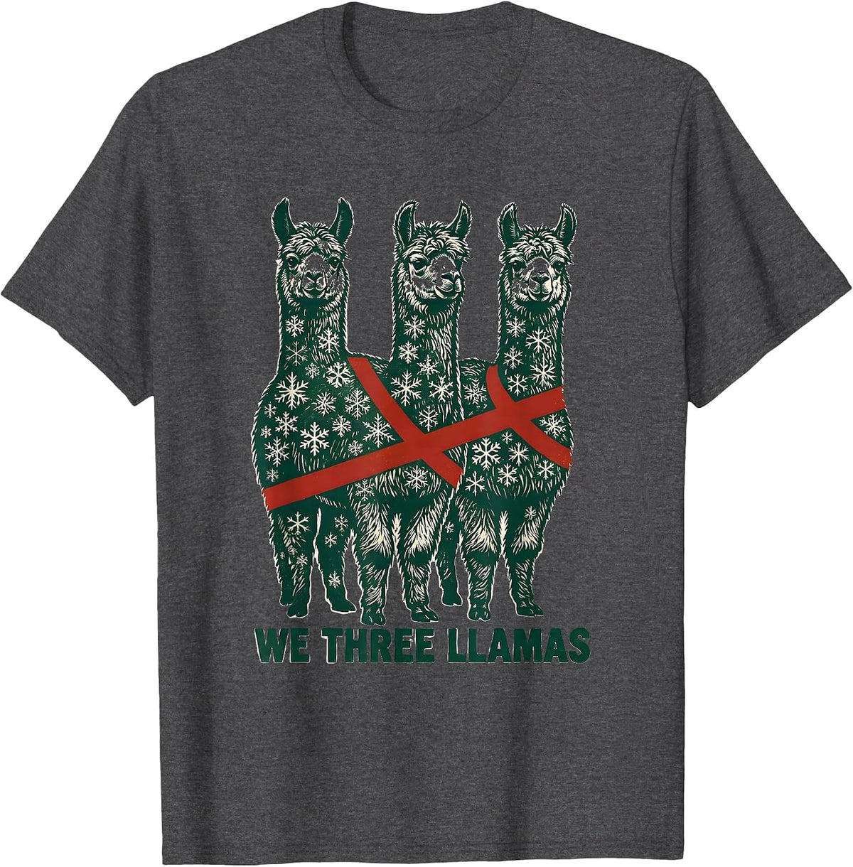 Men's We Three Llamas Funny Christmas Llama Lover Alpaca Pun T-Shirt - Dark Heather Grey