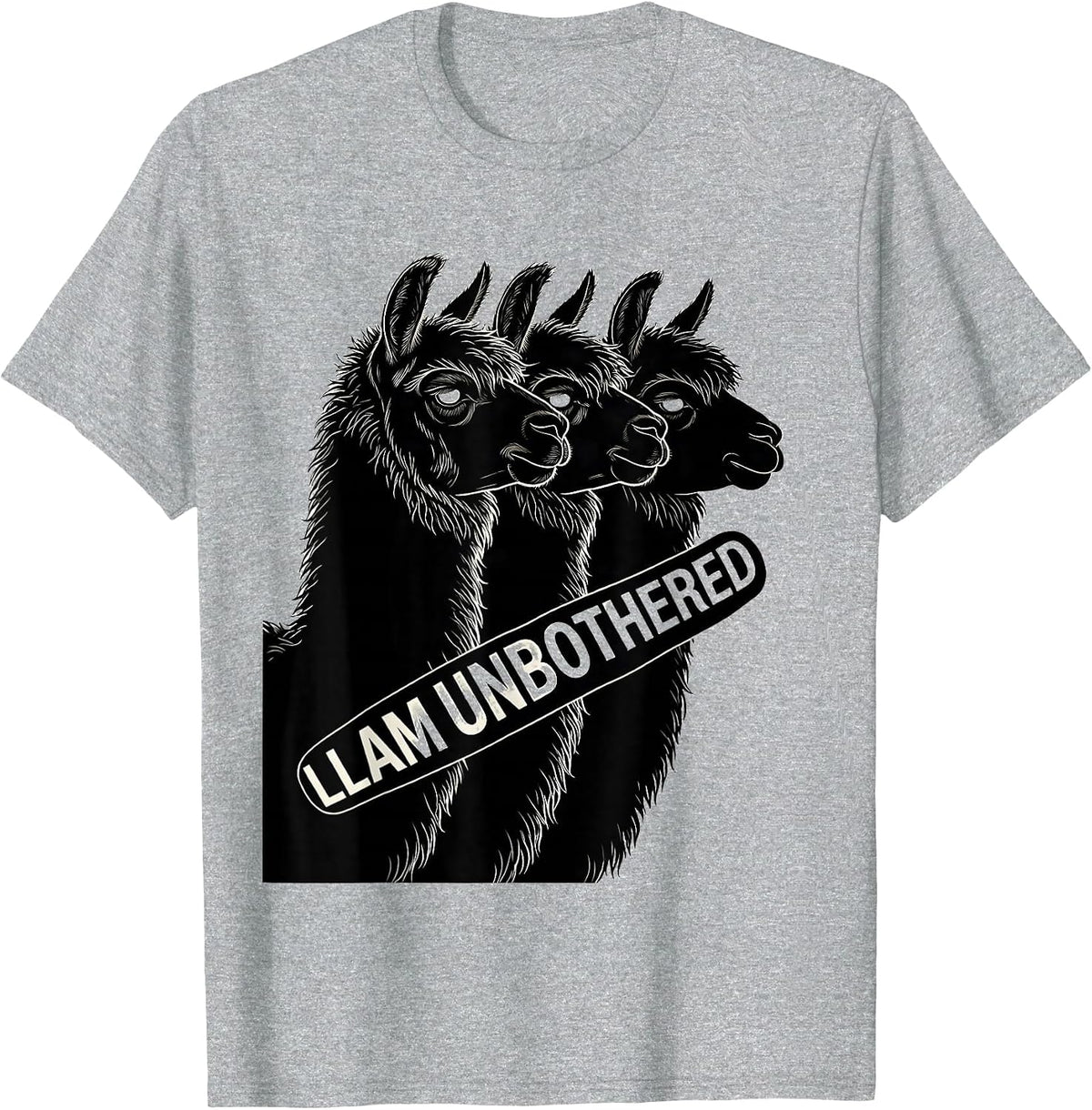 Men's Llam Unbothered Funny Llama Alpaca Humor Casual Gift T-Shirt - Heather Grey