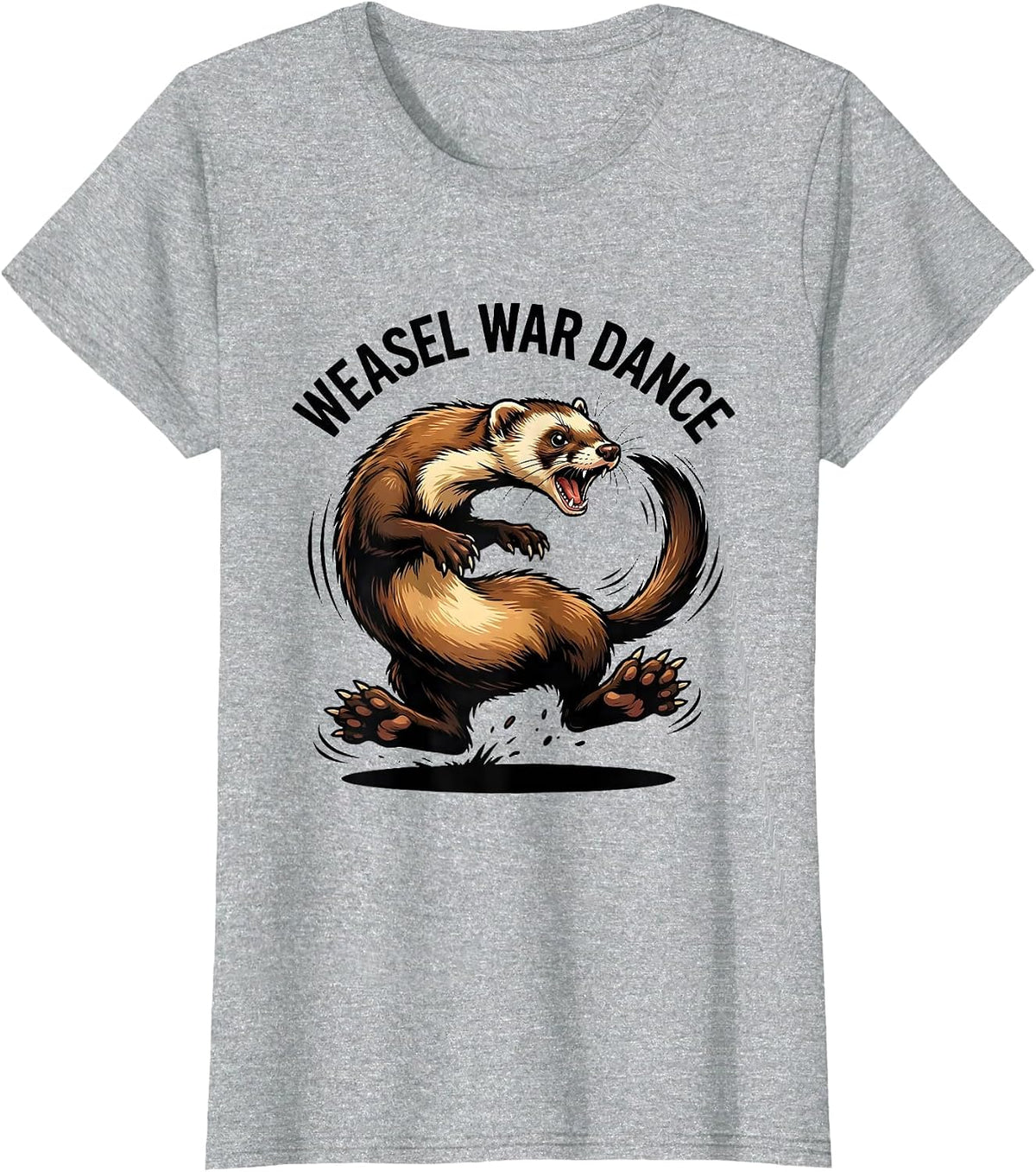 Weasel War Dance Cartoon Ferret Lover Funny Gift T-Shirt - Heather Grey