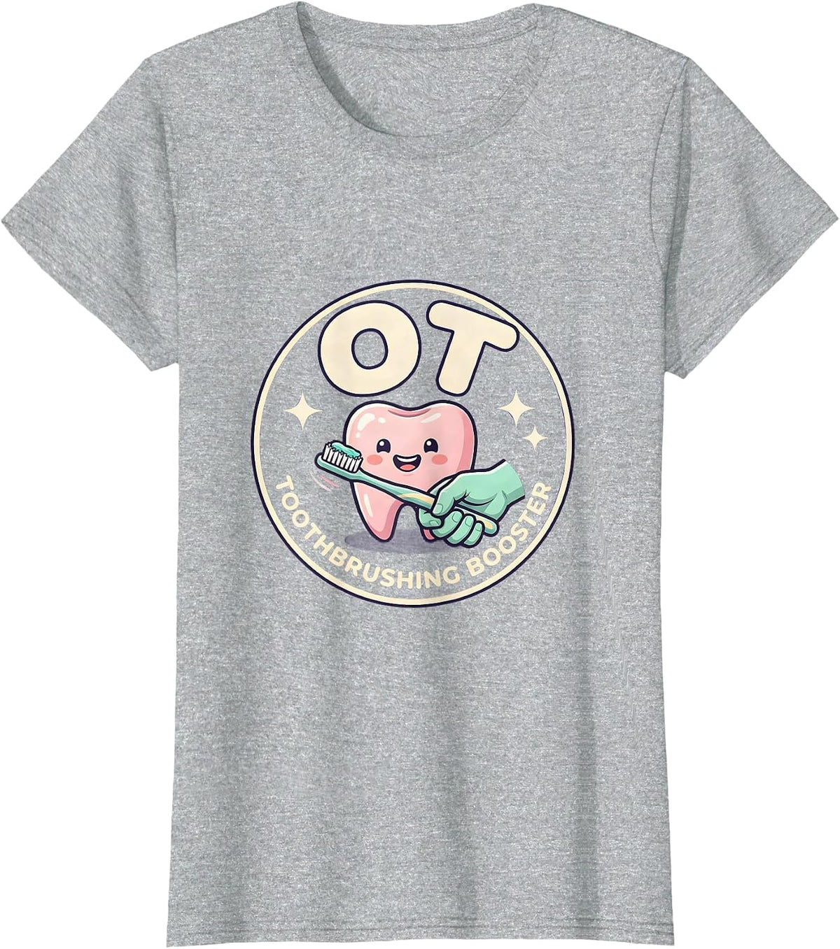 OT, Toothbrushing Booster Cute Occupational Therapy OT T-Shirt - Heather Grey