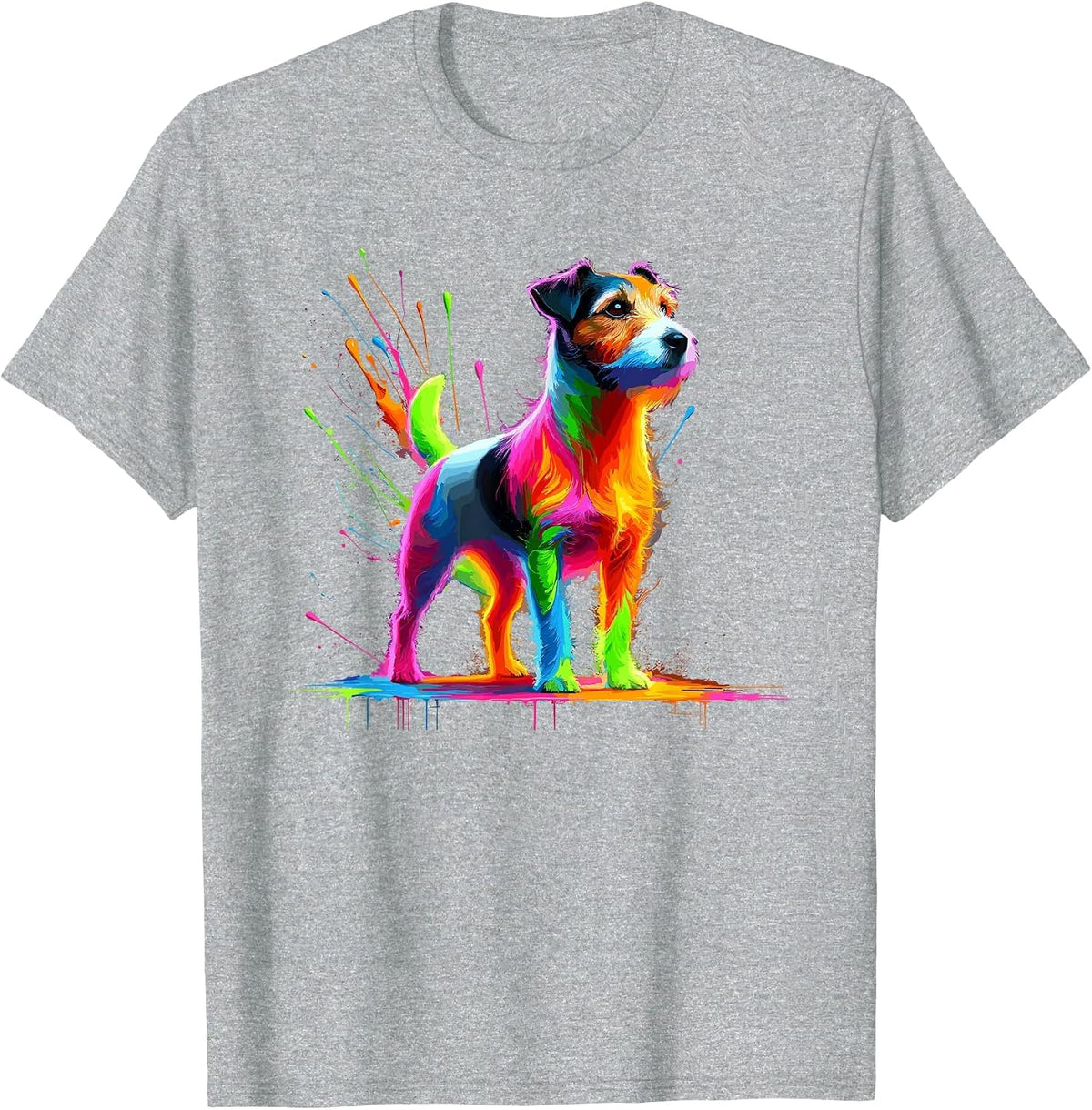 Splash Art Jack Russell Terrier T-Shirt - Heather Grey