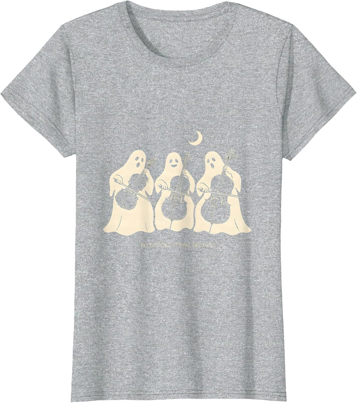 My Spooky String Section Funny Music Teacher Ghost Band T-Shirt - Heather Grey