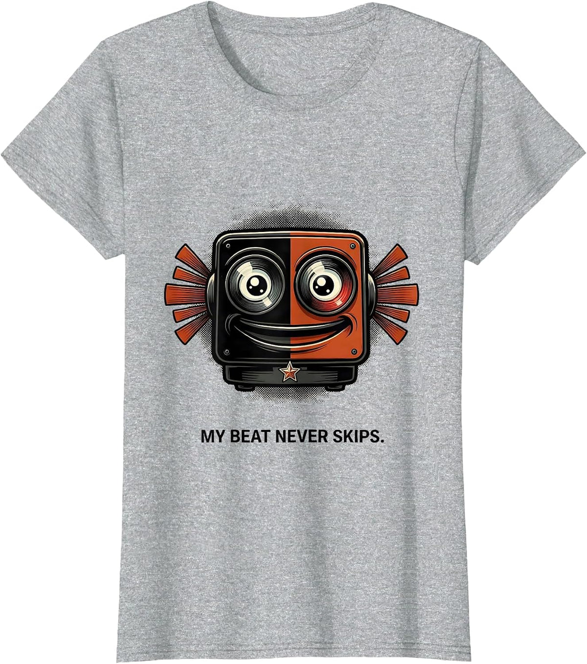 My Beat Never Skips Retro Cartoon Police Officer Humor T-Shirt - Heather Grey