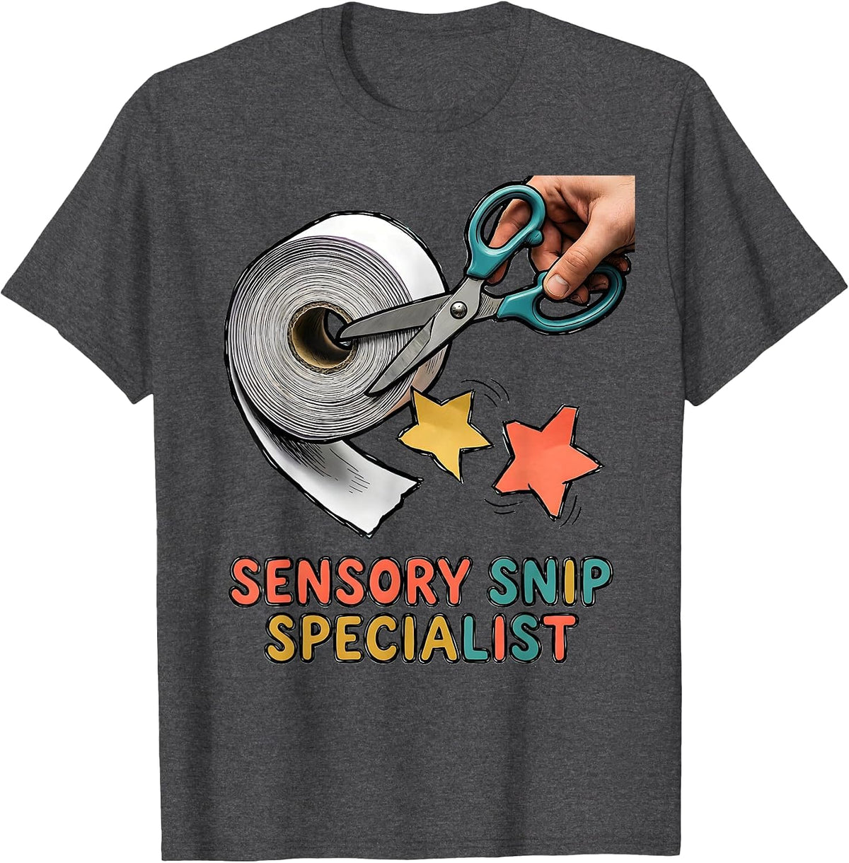 Sensory Snip Specialist Occupational Therapy Sensory T-Shirt - Dark Heather Grey